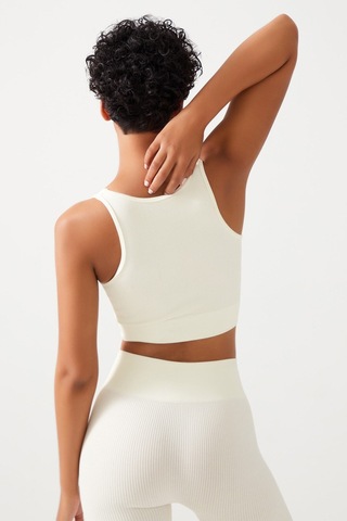 Los Ojos Kadın Ekru Askılı Fitilli Crop Top Büstiyer Scoop Ekru