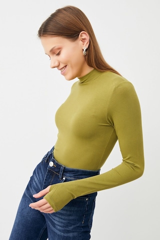 Hiccup Bıpantolon Kadın 2'li Cut Out Detaylı Yarım Balıkçı Yaka Body Zeytin Yeşili