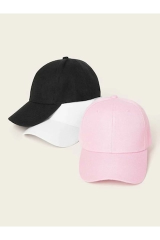 Gyes Spor Şapka Unisex 3 Adet Sıyah-beyaz-toz Pembe Siyah