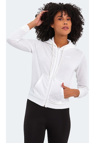Slazenger PEMA I Kadın Fermuarlı Kapüşonlu Cepli Bej Sweatshirt