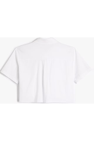 Koton Crop Kısa Kollu Gömlek Düğmeli Cep Detaylı Kırık Beyaz 3sak60499pw 3SAK60499PW001 Ekru