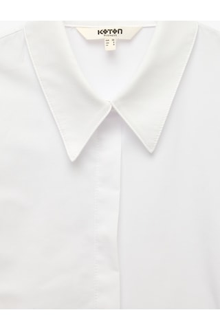 Koton Regular Fit Klasik Yaka Düğmeli Uzun Kollu Poplin Gömlek Kırık Beyaz 7wak60181uw Ekru