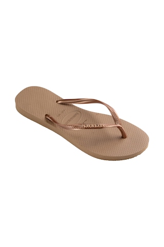 Havaianas Slım Logo Metallıc Parmak Arası Terlik 4119875 4119875 3581 Pembe Altın