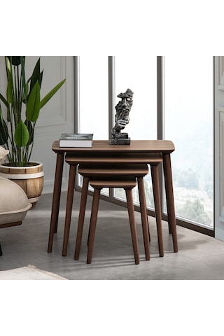 Vovvahome Luci 4lü Dörtlü Mdf Ahşap Zigon Sehpa - Ceviz