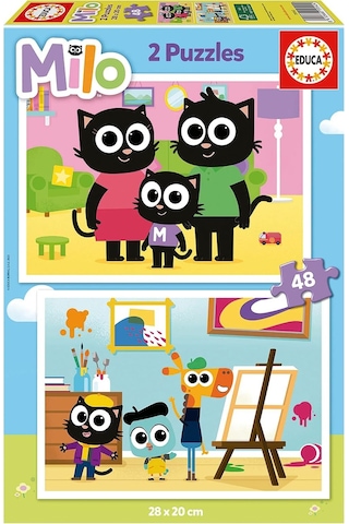 Educa 4-6 Yaş 2x48 Parça Milo Puzzle - Kız Ve Erkek Çocuk Karton Puzzle 1 Adet