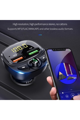 Yifomall 3.4a Hızlı Şarjlı Bluetooth 5.0 Araç Fm Vericisi - Çift Usb, Mp3/wma/flac Çalar, 32gb Tf Kart Desteği
