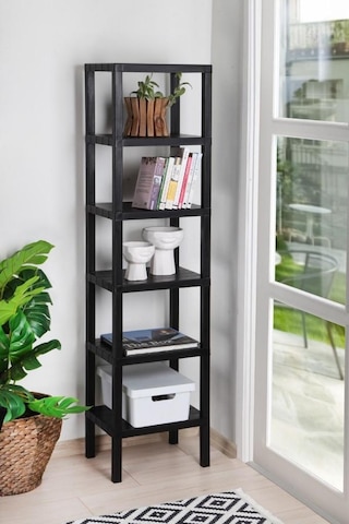 Mithra Life MIT1045 6 Katlı Plastik Siyah Banyo Mutfak Rafı