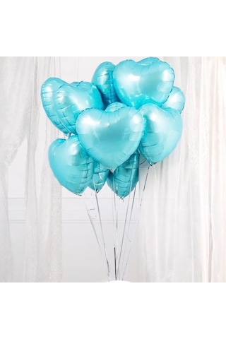 Brokoli Home 5 Adet Kalp Folyo Balon Mavi Uçan Balon 45 Cm 18 İnç Karışık Renkli