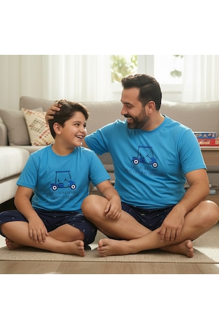 Bonbon Erkek Kısa Kollu Pamuklu Şortlu Takım Bb2468 Mavi