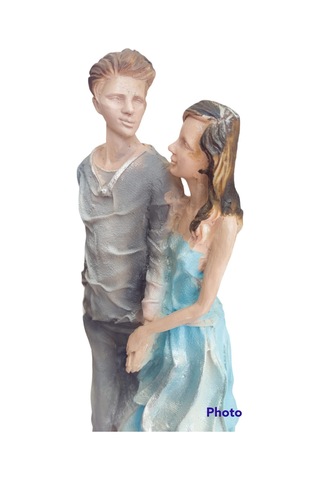 Polyester Etekli Sevgili Sarılmış Çift Biblo Obje 41cm