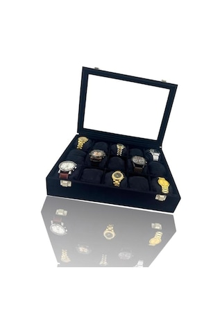 Richbo x 15'li Saat Kutusu Süet Siyah