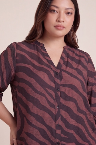 Myline Balon Kol Düğmeli Zebra Desenli Bluz Çok Renkli