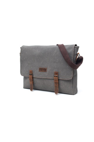 Gillario Design 03 Kanvas-deri Gri 15.6 Inch Laptop Çantası Beyazlamis-1 Gri