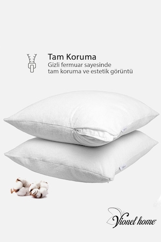 Vionel Home %100 Pamuklu 4’lü Yastık Alezi Yastık Kılıfı Su - Sıvı Geçirmez 50 x 70 CM