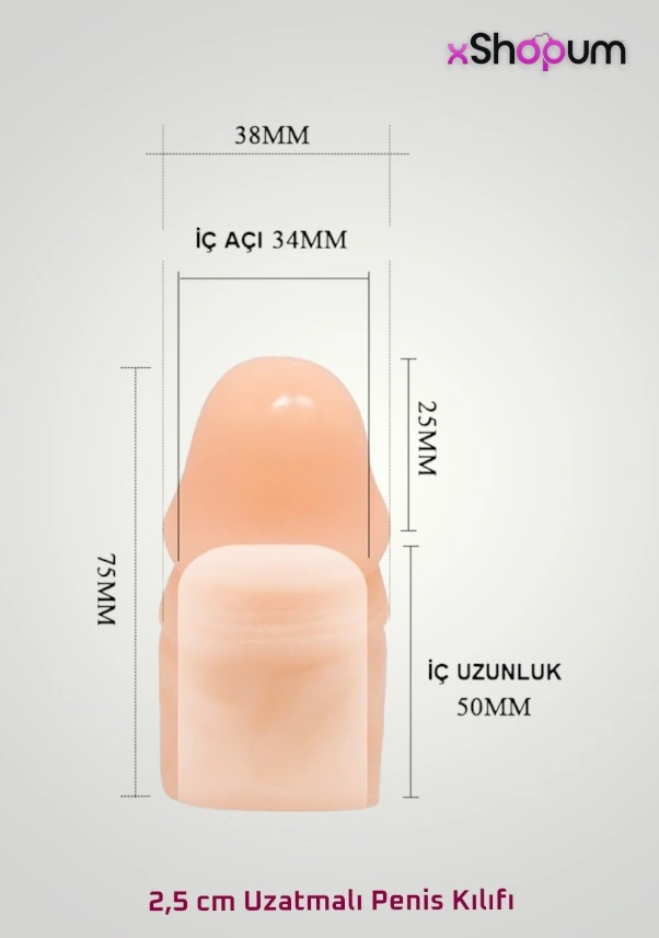 xShopum 2,5 Cm Uzatmalı Penis Kılıfı
