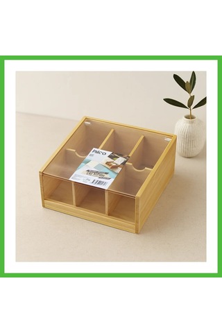 Vaveni 6 Bölmeli Bambu Poşet Çay Kutusu 21x20x10 Cm Arz Çok Renkli