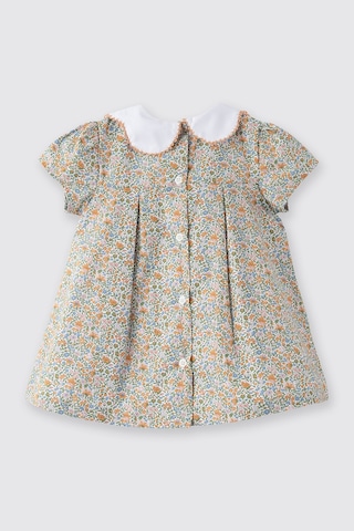 Panço Liberty Kumaş Çiçek Desenli Yenidoğan Elbise Turuncu 5611GN26001