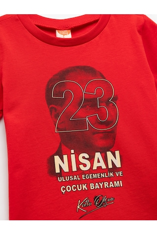 Koton Atatürk Baskılı Bisiklet Yaka Kısa Kollu Pamuklu Tişört Kırmızı 5smb10038tk Kırmızı