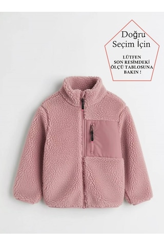 Smalltouch Unisex Çocuk Yumuşak Dokulu Astarlı Fermuarlı Cepli Peluş Hırka Pembe