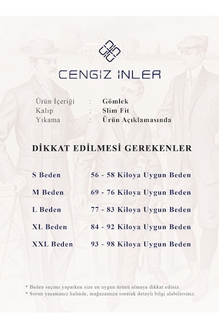 Cengiz İnler Standart Yaka Slim Fit Cepsiz Düz Erkek Gömlek 001