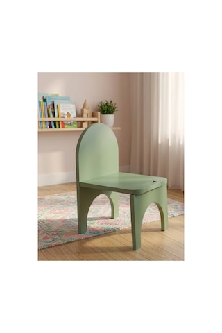 Montessori Mdf Çocuk Sandalyesi, Modern Tasarım, Güvenli Ve Dayanıklı Ahşap Çocuk Sandalyesi Yeşil