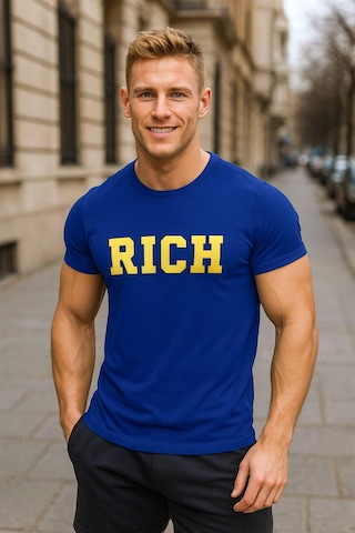 Rich Erkek Nakış Baskılı T-shirt Mavi