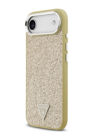 Apple Uyumlu iPhone 17 Air Kılıf Guess Lisanslı M-safeli Metal Kamera Çerçeveli Üçgen Logolu Glitter Gold Gold