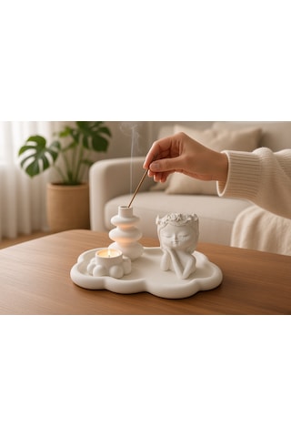 Nakkaş Home Dekoratif Mum Ve Tütsülük Obje - M1 Modeli Beyaz
