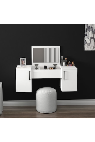Arnetti Duvara Monte Mercan Aynalı Makyaj Masası Beyaz