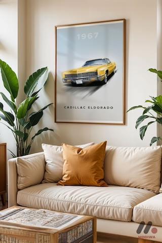 Cadillac Eldorado 1967 Klasik Araba, Ahşap Çerçeveli Duvar Tablosu - Oto Severlere Özel Hediye