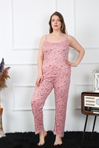 Akbeniz Kadın Büyük Beden Somon İp Askılı Pijama Takım 202198 Somon