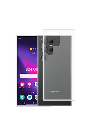 Newface Samsung Galaxy Uyumlu S24 Ultra Kılıf Lüx Glblseme - 89 Şeffaf Silikon