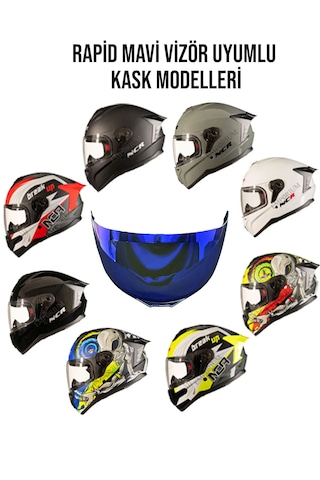 Ncr Rapid Kask Mavi Vizör Camı Standart