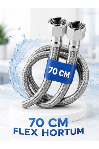 70 Cm Paslanmaz Çelik Örgülü Flex Hortum 3/8 X3/8 Klozet Ve Taharet Musluğu İçin Dayanıklı Bağlantı Hortumu