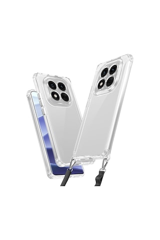 Xiaomi Redmi Note 14 Pro 5g Kılıf Airbagli Takılabilir Askı Aparatlı Zore Snap Silikon Kapak Seffaf