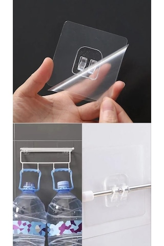 4 Adet Süper Güçlü Şeffaf Çerçeve Askısı Lekesiz Duvar Yapışkanı Mutfak Banyo Raf Tutucu Aksesuarı