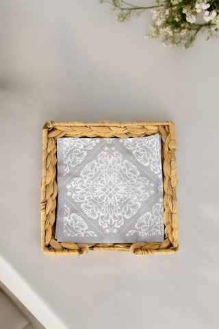 Digithome Hasır Masa Üstü Kare Yatay Peçetelik 19 Cm Kahverengi I/2 C1-1-289