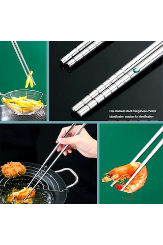 Omeniv Ekstra Uzun Metal Chopstick Servis Maşa Kızartma Maşası