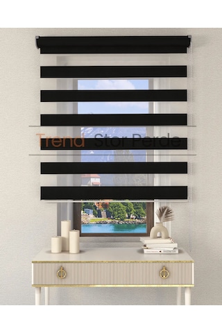 Antrasit Etek Dilimsiz Zebra Stor Güneşlik Perde Antrasit