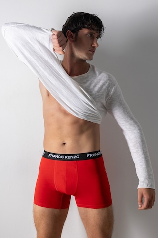 Franco Renzo Erkek 3 Lü Premium Kutu Likralı Boxer Hardal - Haki - Kırmızı