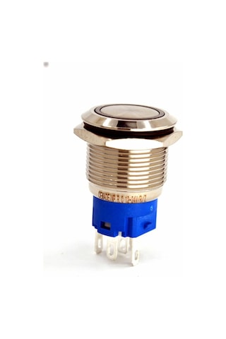 19mm Yaylı Metal Buton Mavi Işıklı 1no/1nc Anahtar 12v 24v