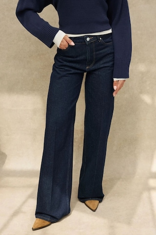 Hiccup Geniş Paça Raw Kot Pantolon Koyu Mavi Denim