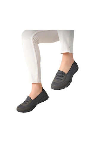 Kadın Fileli Yazlık Spor Babet Koyu Gri