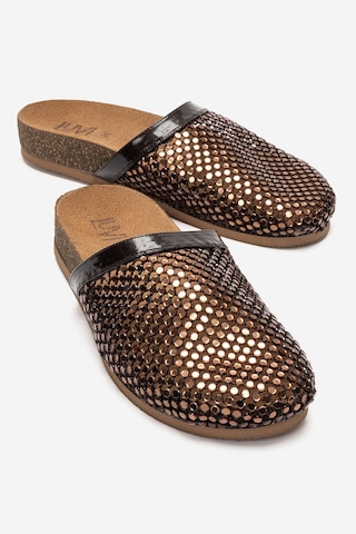 Luvi Shoes Montera Kahverengi Taşlı Kadın Terlik