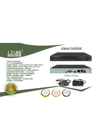 32 Kanal Nvr Ip Xmeye Kayıt Cihazı