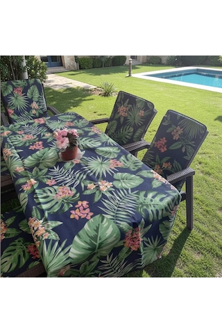 Sandalye Minderi Ve Masa Örtüsü Fermuarlı Lastikli 4'lü 4 Cm Sünger Alt 42x42 Sırt 42x42 Yeşil