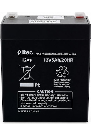 Ttec 12v 5 Ah Bakımsız Kuru Akü