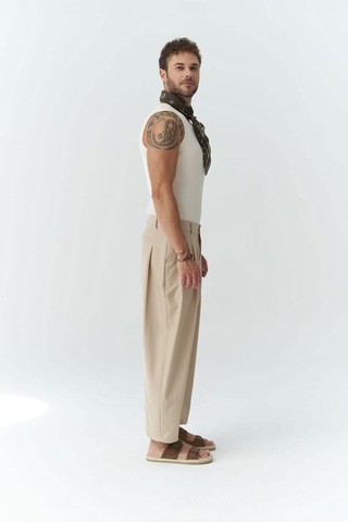 Mai Collection Mai Studios Co. Hector Bej Geniş Paça Erkek Pantolon Bej