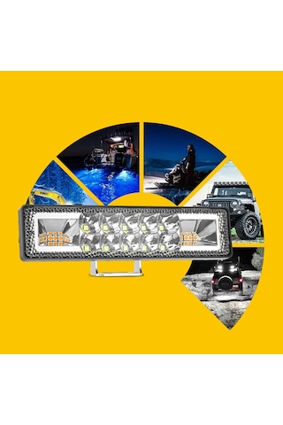 Off Road 12-24v Oto Gündüz Led Bar 6 İnç 16 Led Sarı Flash