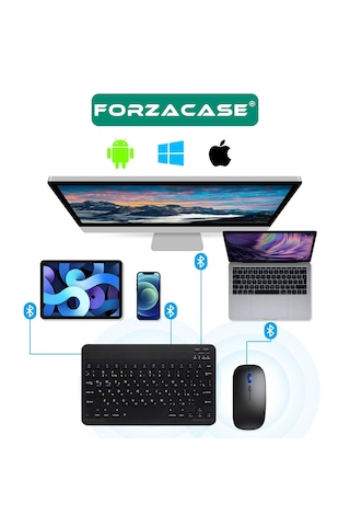 Tablet Telefon İçin Kare Tuş Bluetooth Klavye Mouse - Fc760 Beyaz